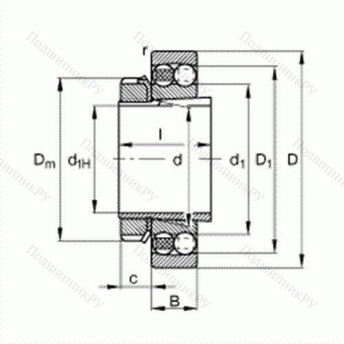 Подшипник шариковый радиально-сферический 1212-K-TVH-C 3 + H 212 от производителя  FAG Подшипник шариковый радиально-сферический 1212-K-TVH-C 3 + H 212 от производителя  FAG